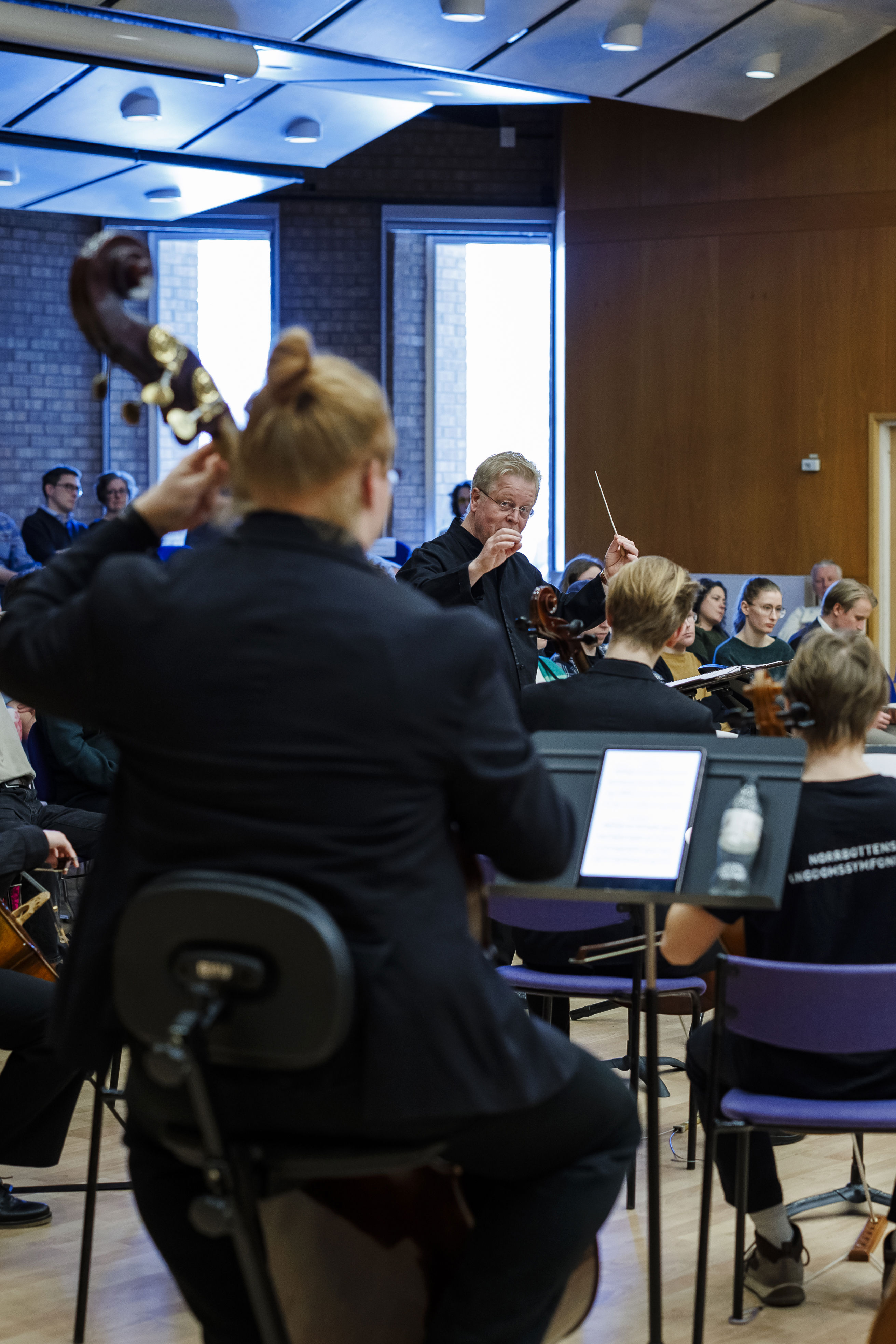 Konsertbild på ungdomarna i Norrbottens Ungdomssymfoniker 